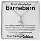 Gave til barnebarn, personlig halskæde og kort.