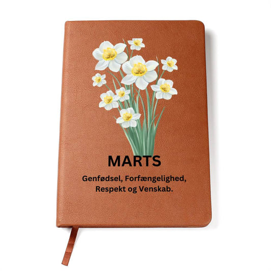 Læder notesbog fødselsblomst Marts