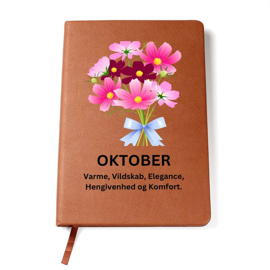 Læder notesbog fødselsblomst Oktober