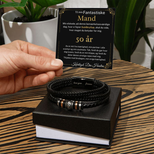 Guldbryllup, gave til mand, Læderarmbånd