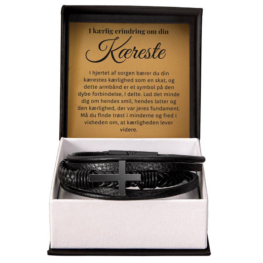 Læderarmbånd med kors - Mindegave for tabet af en kæreste.