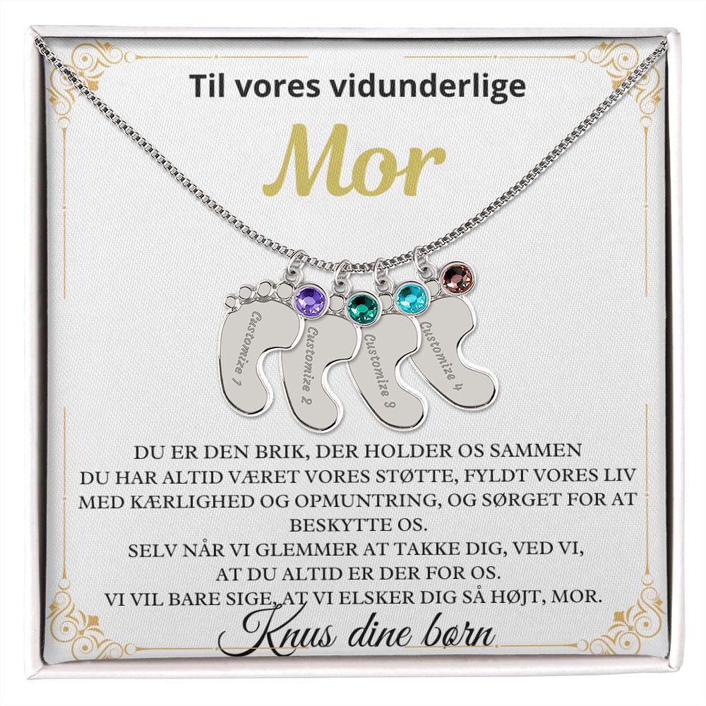 Gave til mor, Graveret babyfødder med fødselssten.